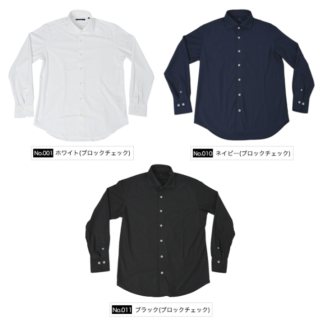 G-STAGE ネイビー トリコッ卜柄長袖 シャツ サイズ50サイズ日本製生地 g-stage シャツ ストレッチ 千鳥柄 長袖シャツ メンズ