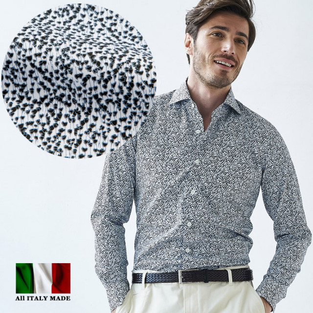 イタリア製 長袖シャツ セミワイド イタリア製シャツ カッタウエイ