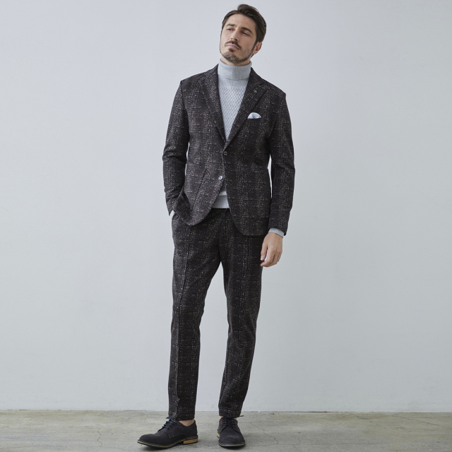 グレンチェック,プリント,ジャージ,ジャケット,メンズ,カジュアル,セットアップ,スーツ,パンツ,秋,冬