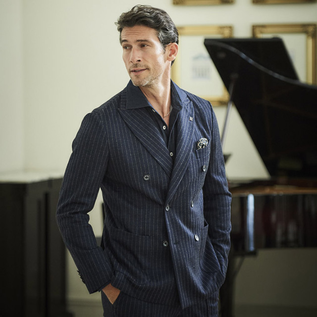 ICB LooseWeave ダブルブレストジャケット ストライプ柄ダブルブレスト  