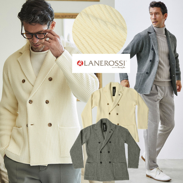 [会員様限定SALE]イタリアンヤーン ニット ダブルブレスト ジャケット 秋冬 630208 G-stage ジーステージ