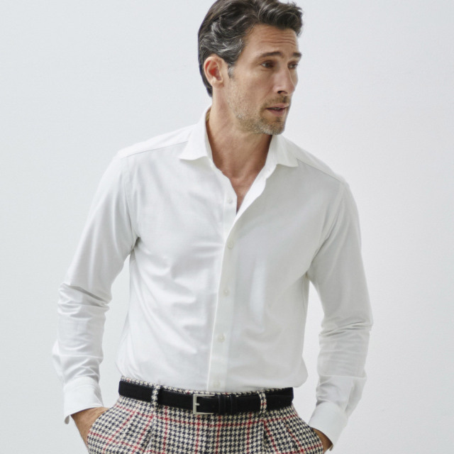 会員様限定SALE］ デニムシャツ ストレッチ ジャージシャツ 長袖シャツ  