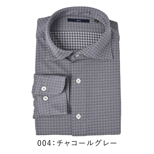 千鳥格子,シャツ,ハイテンション,ジャージシャツ,630603,G-stage,ジーステージ,ストレッチ,快適,総柄