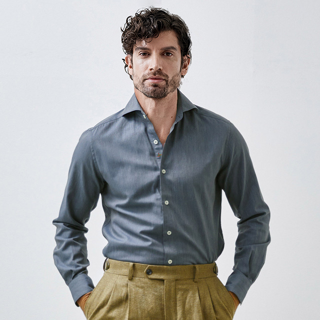 会員様限定SALE]在庫限り 長袖シャツ エーゲ海イズミールコットン 日本