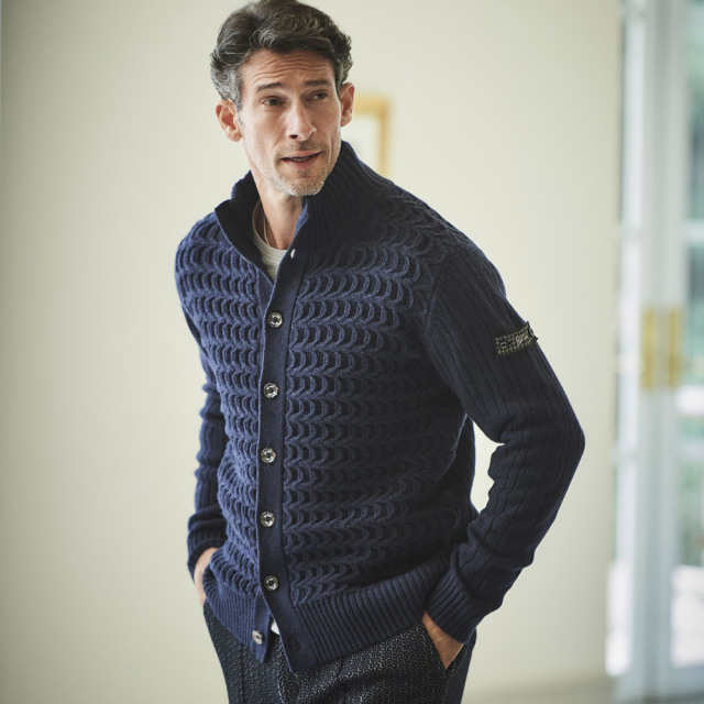 会員様限定SALE］在庫限り イタリアンウール アイレ編み柄 切り替え  