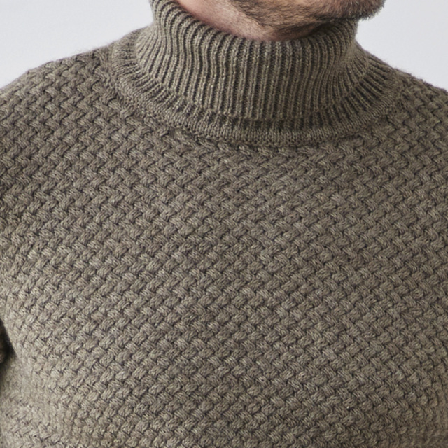 セーター,タートルネック,アルパカ,イタリア,ニット,ウール混,バスケット編み,秋冬,メンズ,630704,G-stage,ジーステージ