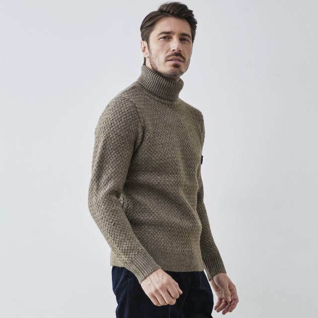 セーター,タートルネック,アルパカ,イタリア,ニット,ウール混,バスケット編み,秋冬,メンズ,630704,G-stage,ジーステージ