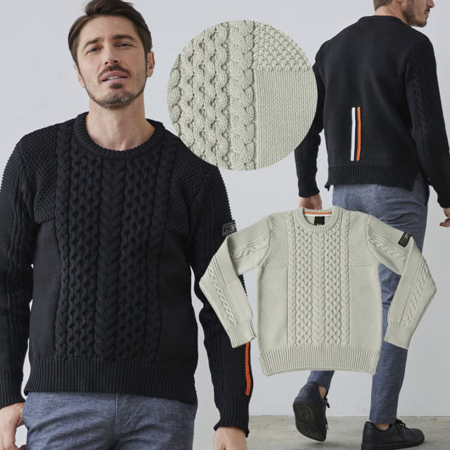 [会員様限定SALE] クレイジーケーブル編み クルーネックセーター ニット 秋冬 630711 G-stage ジーステージ