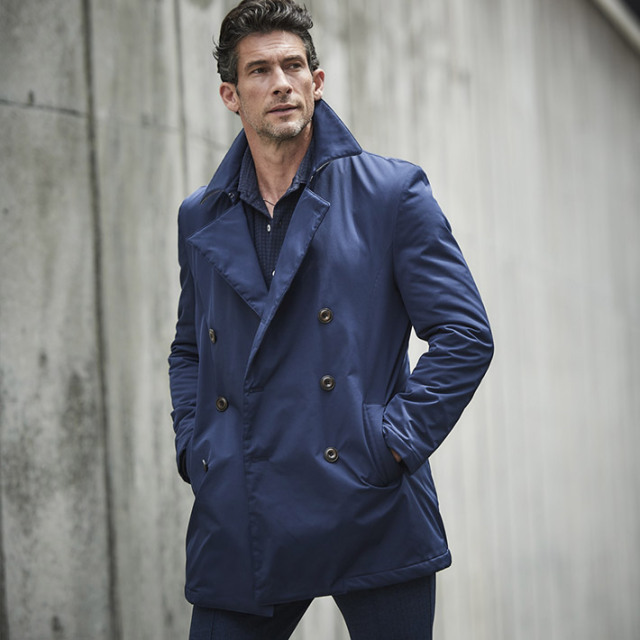 会員様限定OUTLET SALE]在庫限り 機能中綿ピーコート ストレッチ