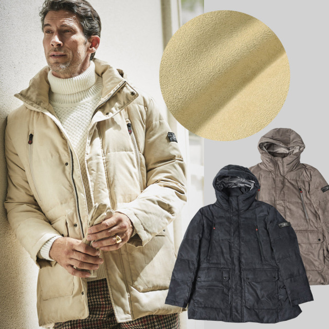 会員様限定販売SALE1/28迄] エコスエード フーデッド ダウンコート