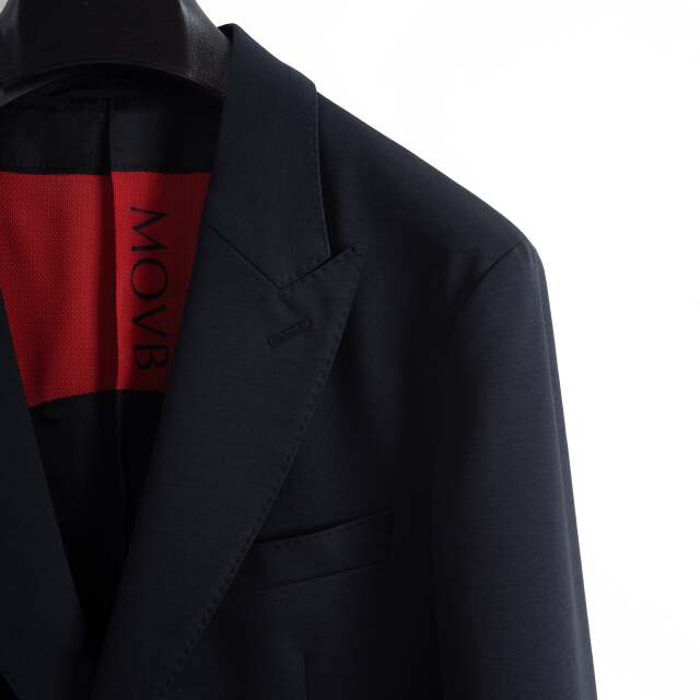 Duplex Cotton Jersey シングル2Bピークド・トラベルジャケット