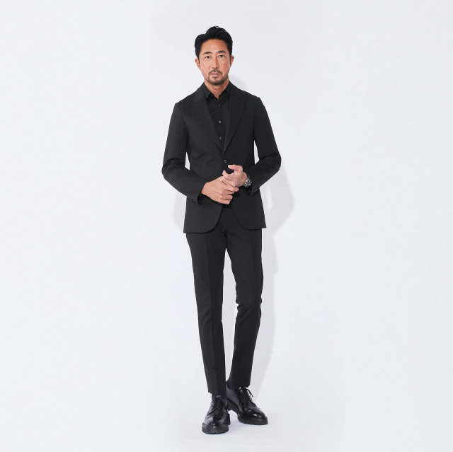 Duplex Cotton Jersey シングル2Bピークド・トラベルジャケット