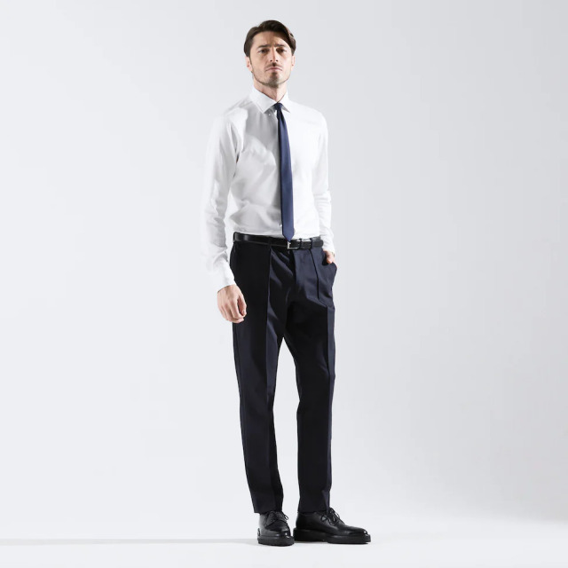 【中古】MOVB Helix Wool Jerseyスリムテーパードスラックス HELIX WOOL JERSEY スリムテーパードスラックス コスモネイビー