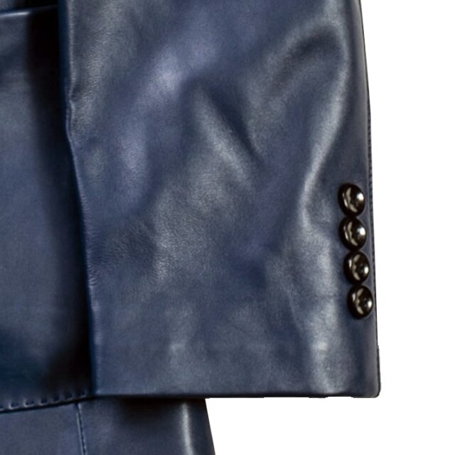 在庫限りSALE】上質羊革 レザージャケット 本革 ブルー ダークブラウン  