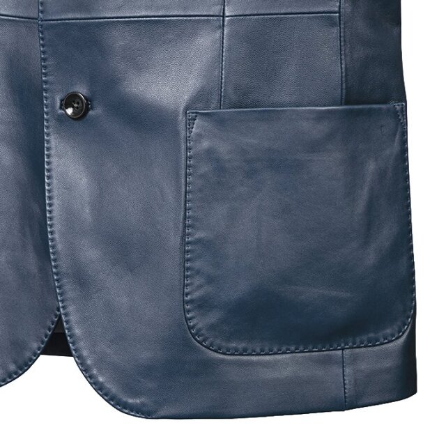 在庫限りSALE】上質羊革 レザージャケット 本革 ブルー ダークブラウン  