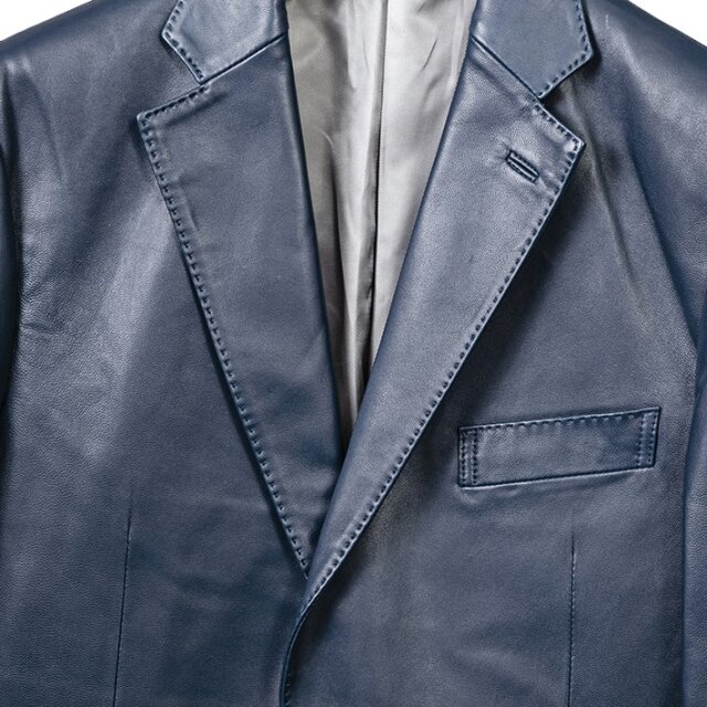 在庫限りSALE】上質羊革 レザージャケット 本革 ブルー ダークブラウン  