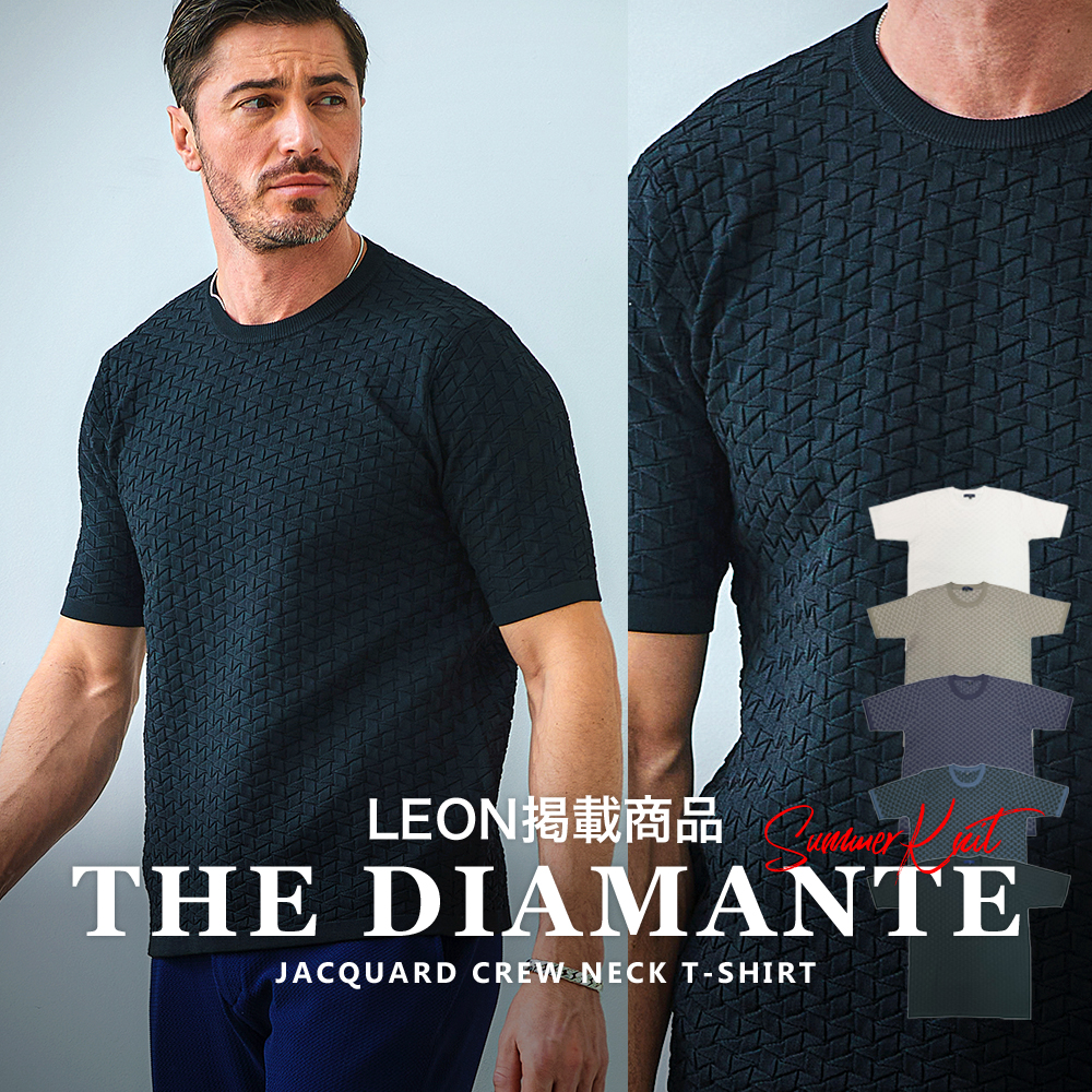 【LEON掲載商品】ディアマンテジャガード 半袖 クルーネック ニットT 150705 G-STAGE ジーステージ