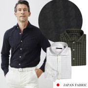 [会員様限定販売SALE]在庫限り　千鳥リンクルジャガードカッタウェイカラーシャツ 330609 G-stage ジーステージ