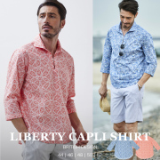カジュアルシャツ,メンズ,カプリ,七分袖,コットン,リバティ,英国,プリント,総柄,ガリポリ,Gallipoli