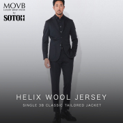 [会員様限定SALE]【MOVBモーヴ】日本製Helix Wool Jersey シングル3Bクラシック テーラードジャケット MOVB　ビジネス