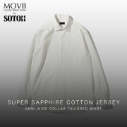 【MOVBモーヴ】日本製Super Sapphire Cotton Jersey セミワイドカラー テーラードシャツ MOVB　ビジネス