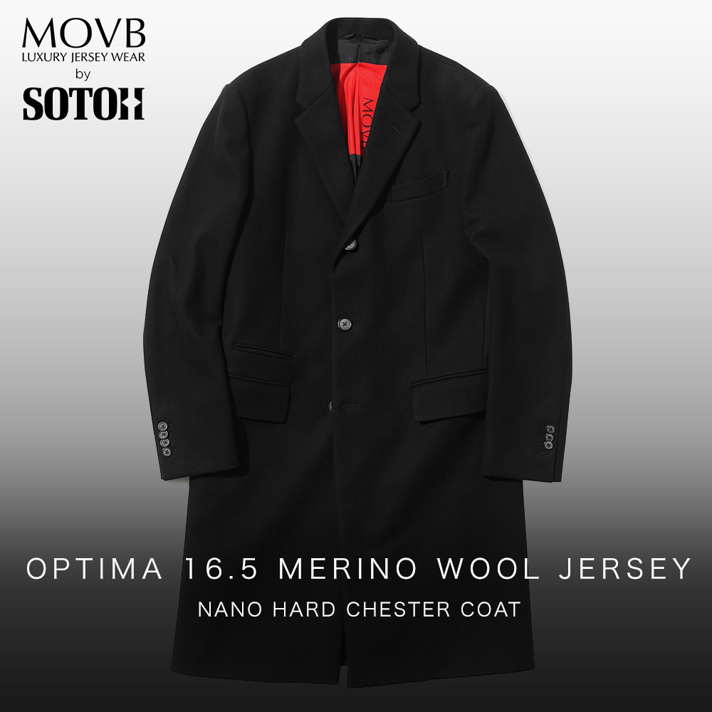 [会員様限定SALE]MOVB　日本製メリノウールストレッチチェスターコート　Optima 16.5 ナノハード チェスターコート