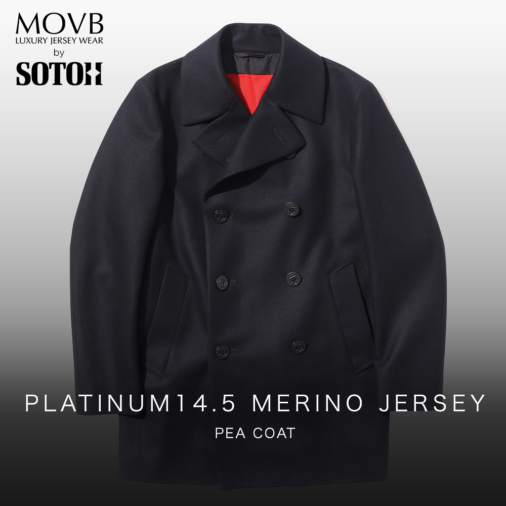 [会員様限定SALE]MOVB　日本製　メリノウールストレッチピーコート　Platinum14.5 Merino jersey ピーコート