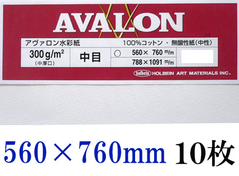 アヴァロン水彩紙  中目　３００ｇ　５６０×７６０ｍｍ　１０枚組