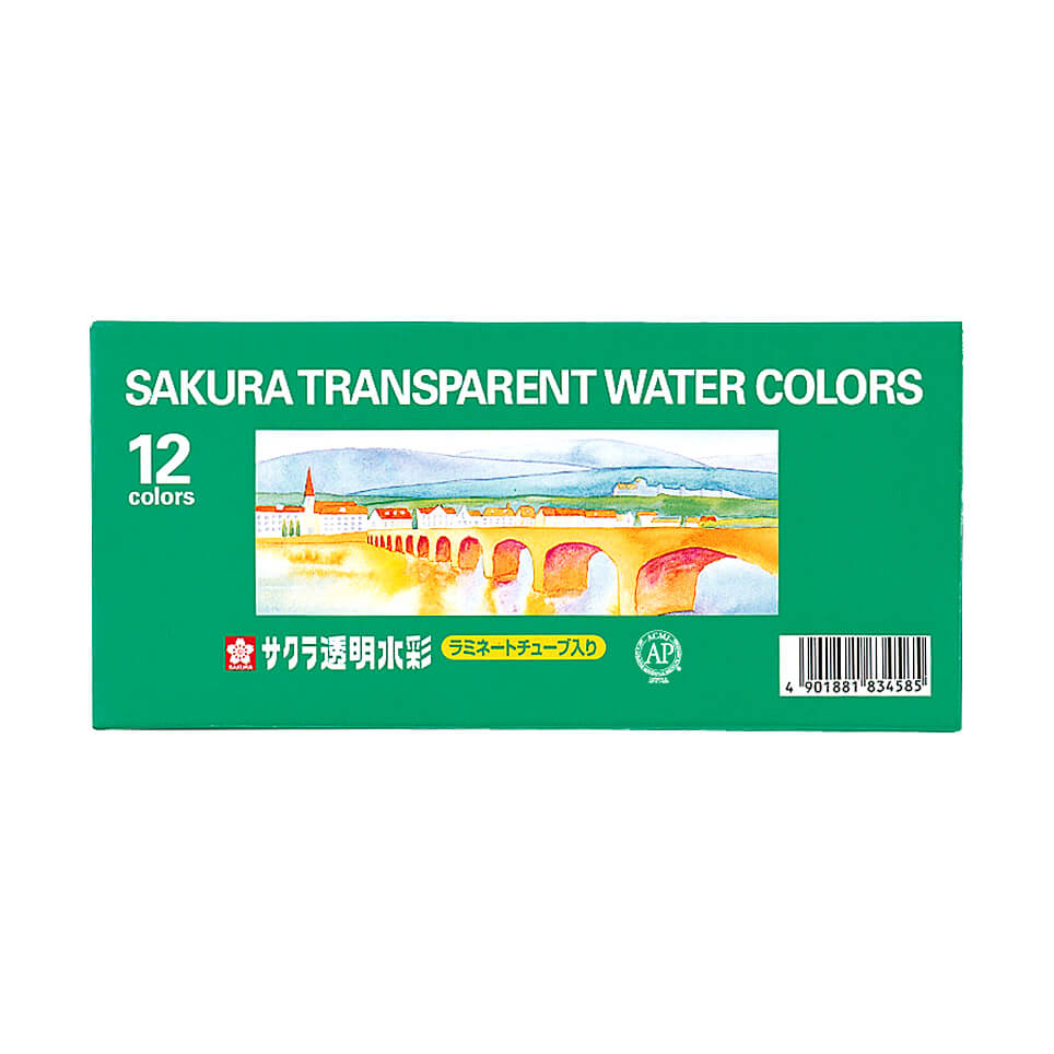 サクラ 透明水彩１２色 ラミネートチューブ入り（５ｍｌ）