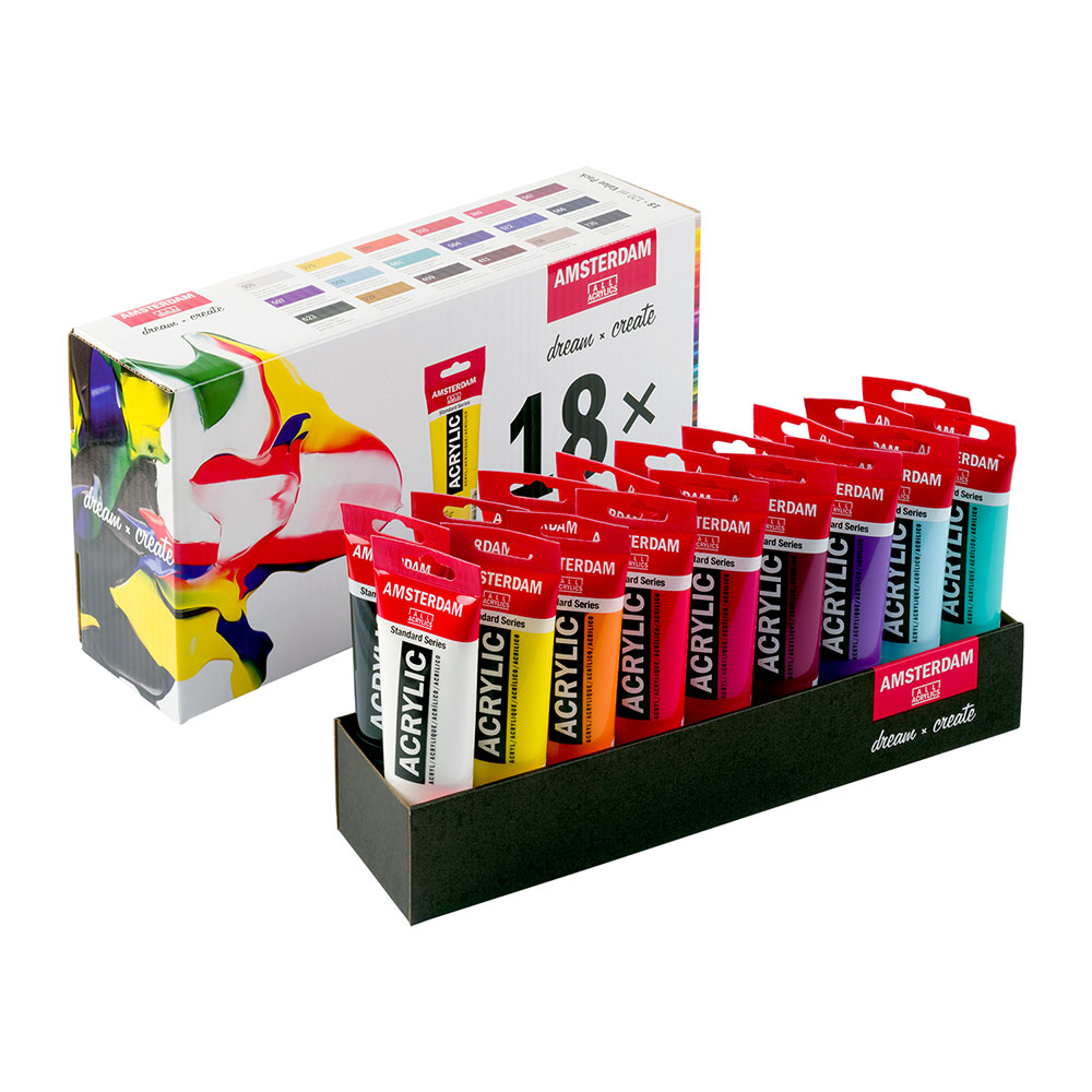 アムステルダム アクリリックカラー １８色バリューパック １２０ｍｌ