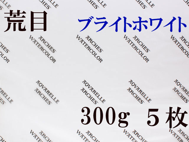 アルシュ水彩紙 ブライトホワイト　荒目　３００ｇ　５６０×７６０ｍｍ　５枚組