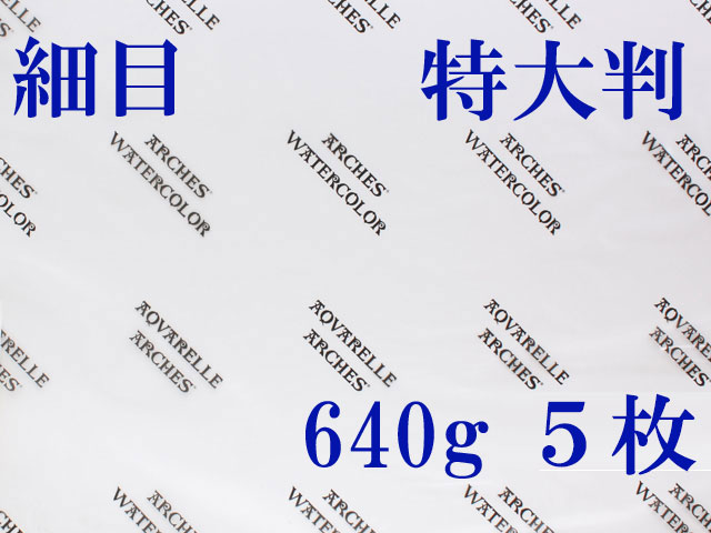アルシュ 水彩紙　細目　６４０ｇ　１,０５０×７５０　５枚