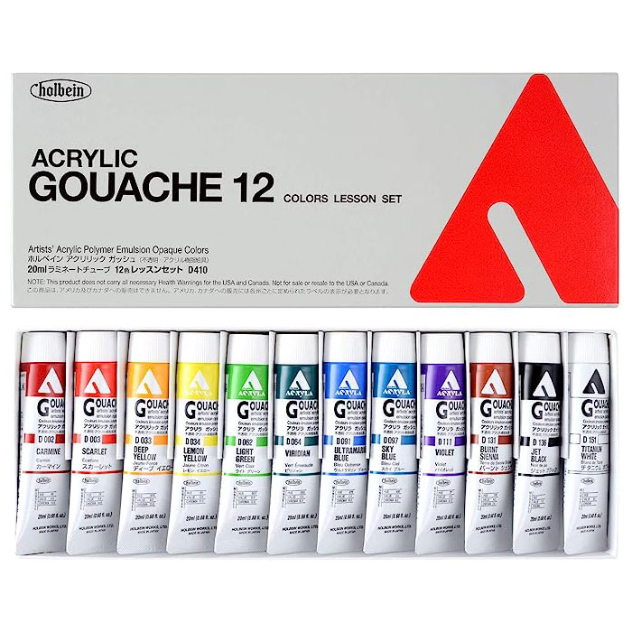 ホルベイン アクリリックガッシュ　１２色レッスンセット D410