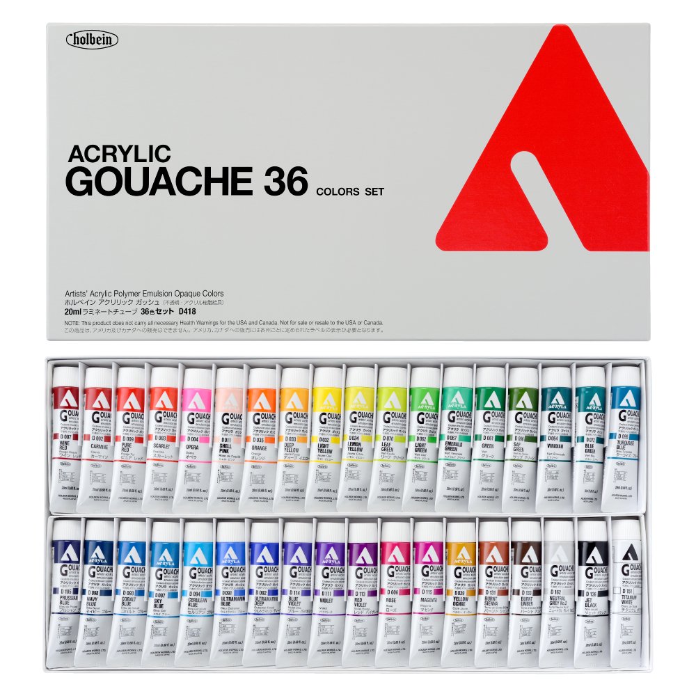 ホルベイン アクリラガッシュ　３６色セット　D418（20ml）