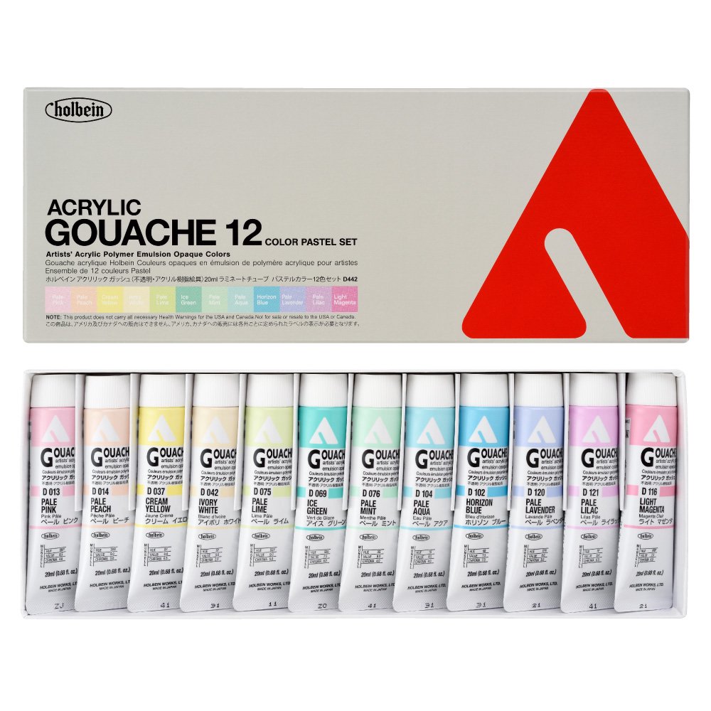 アクリリック ガッシュ 20ml D442 パステルカラー 12色セット
