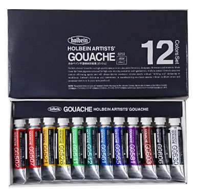 ホルベイン ガッシュ（不透明水彩絵具） １２色セット G702 ２号チューブ