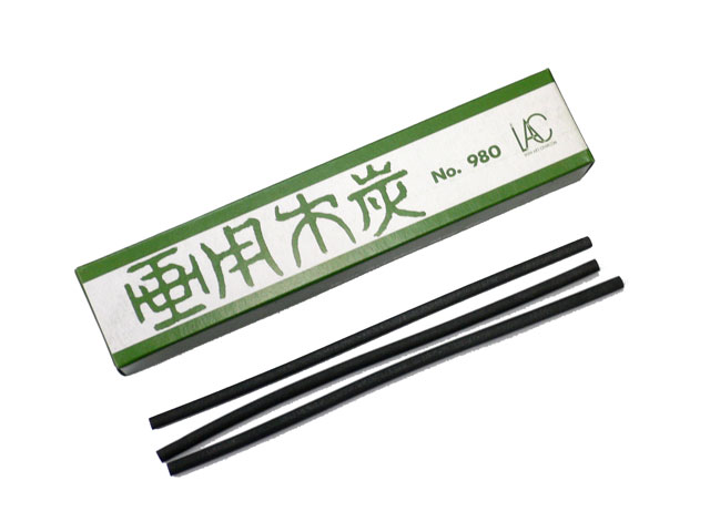 伊研 画用木炭 No．980 ミズキ炭 丸軸細 20本入 額縁画材