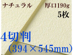 ミューズ　ナチュラルワトソン＜厚口190g＞４切判（394×545mm） ５枚
