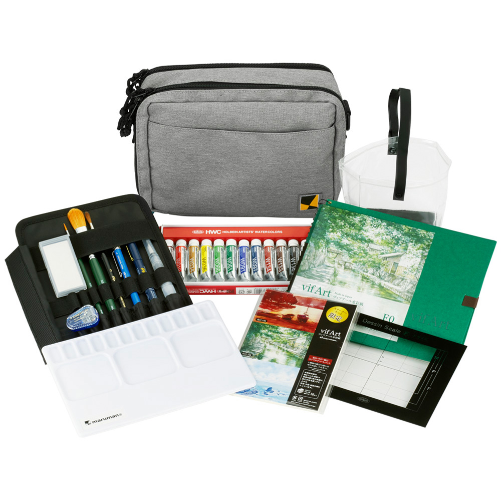 水彩画キット ヴィフアール 水彩画スターターキット SVSK12（バッグ色 2色から選択