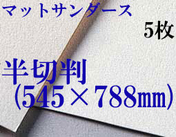 マットサンダース水彩紙　厚さ256g  中目　半切判（545mm×788mm） ５枚