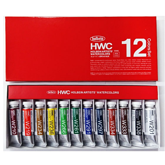 ホルベイン透明水彩絵具 １２色セット ５号チューブ（１５ｍｌ） W440