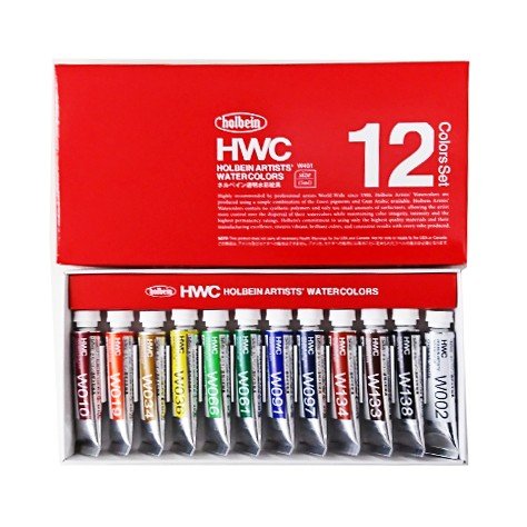ホルベイン・透明水彩絵具　１２色セット　２号チューブ