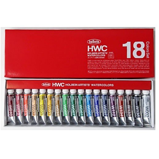 ホルベイン・透明水彩絵具 １８色セット ２号チューブ