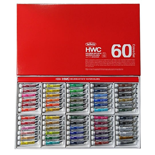 ホルベイン・透明水彩絵具　６０色セット　２号チューブ