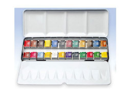 ラウニー専門家用固形水彩絵具 ハーフパンメタルボックス24色セット