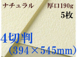 ミューズ　ナチュラルワトソン＜厚口190g＞４切判（394×545mm） ５枚