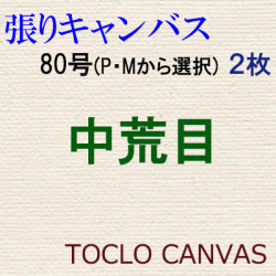 純麻手張りキャンバス 中荒目 ８０号（P・Mから選択） ２枚組