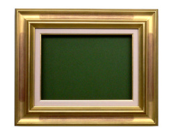 油絵・日本画用額縁金と緑角紋模様