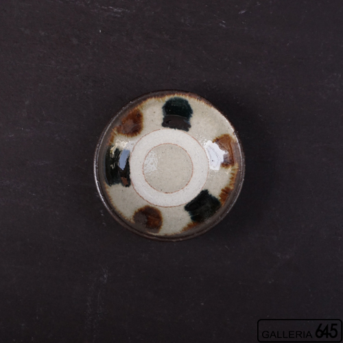 3寸皿（青茶ドット）：松田共司 ：014006-16