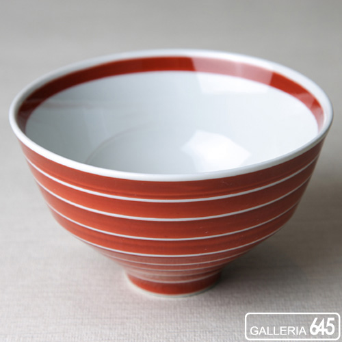 変形飯碗（独楽筋・朱）：ARITA PORCELAIN LAB　018050_2